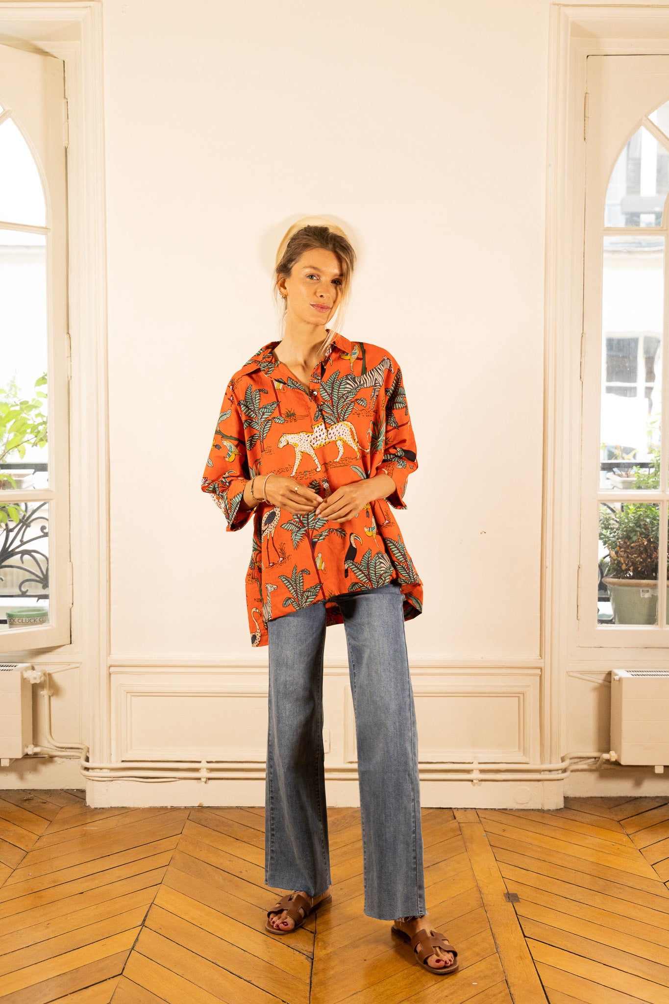 NOLA JUNGLE GREEN BLOUSE
