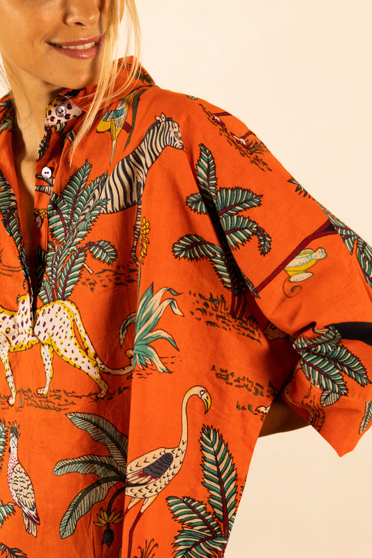 NOLA JUNGLE ORANGE BLUSE