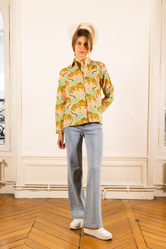 HIDEKI ROSA TIGER-HEMD