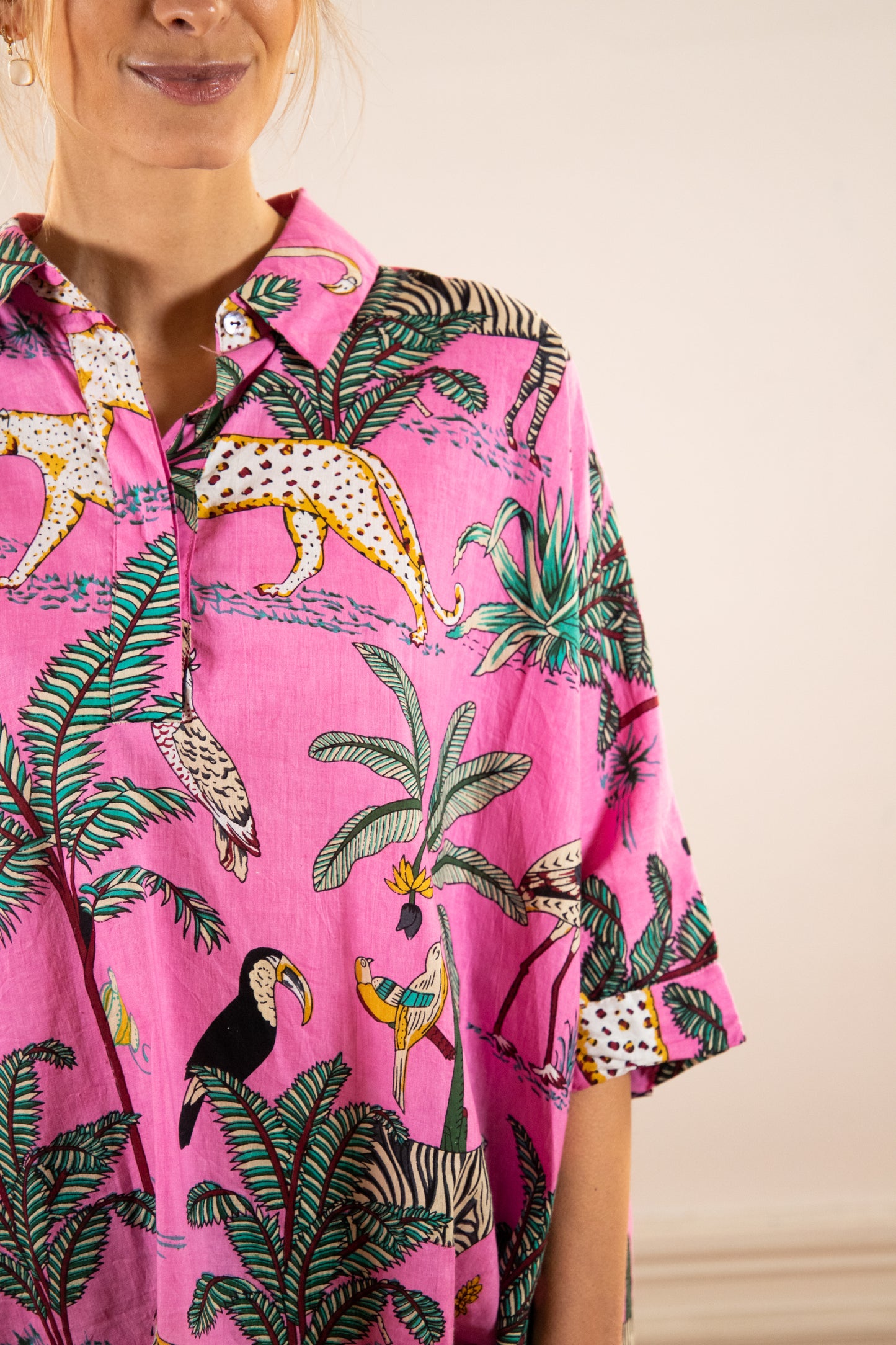 NOLA JUNGLE PINK BLOUSE