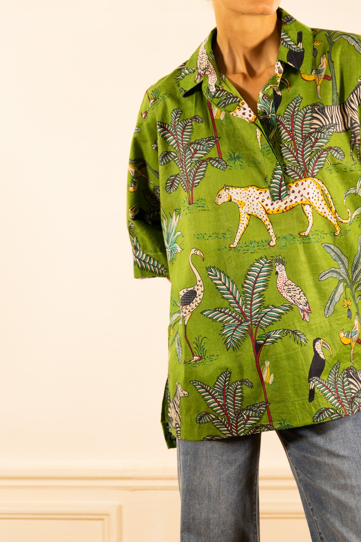NOLA JUNGLE GREEN BLOUSE