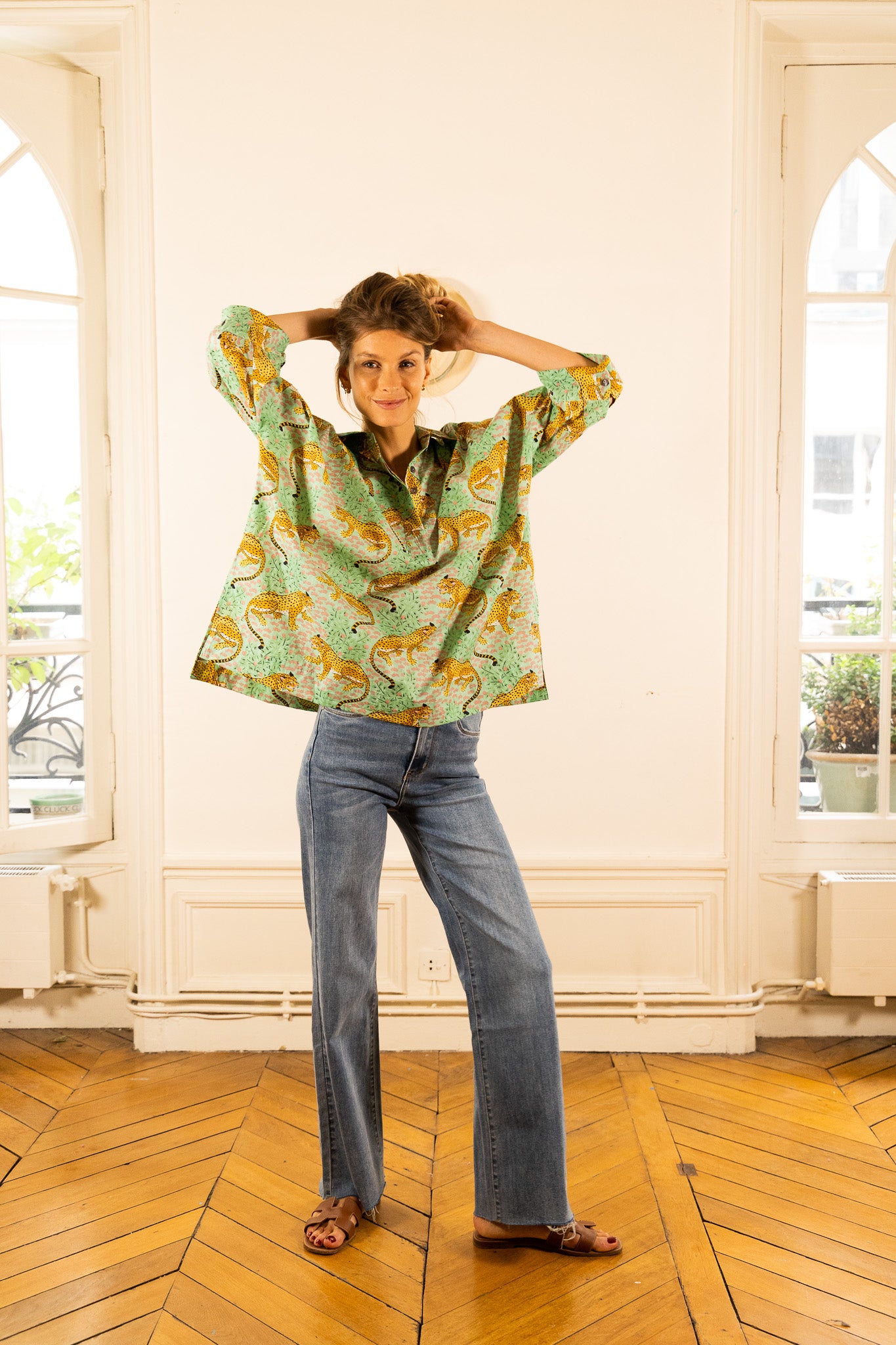 NOLA TIGER GREEN BLOUSE