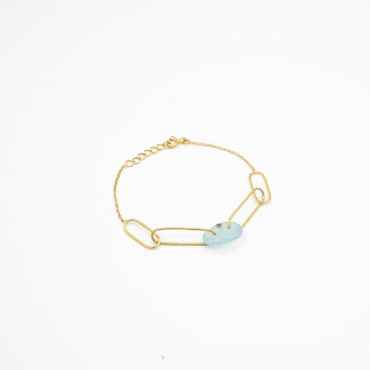 bracelet or vermeil pierre semi précieuse calcédoine bijoux femme joaillerie bijouterie paris créateurs