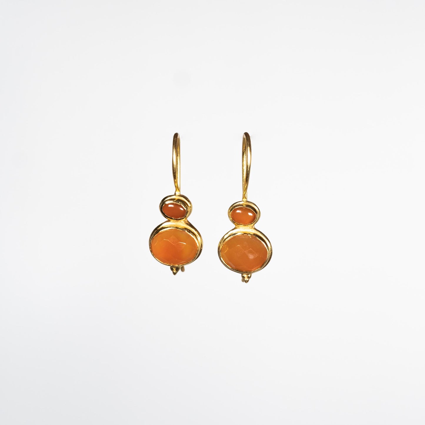boucles d'oreilles or vermeil dormeuse pierre semi précieuse cornaline joaillerie création bijouterie paris bijoux femme