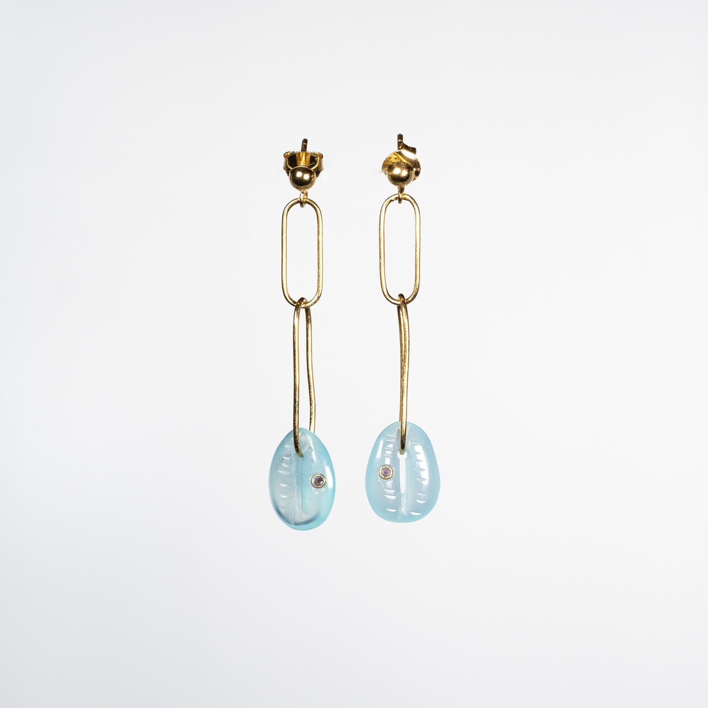 boucles d'oreilles or vermeil pierre semi précieuse calcédoine tourmaline bijoux femme joaillerie bijouterie paris créateurs
