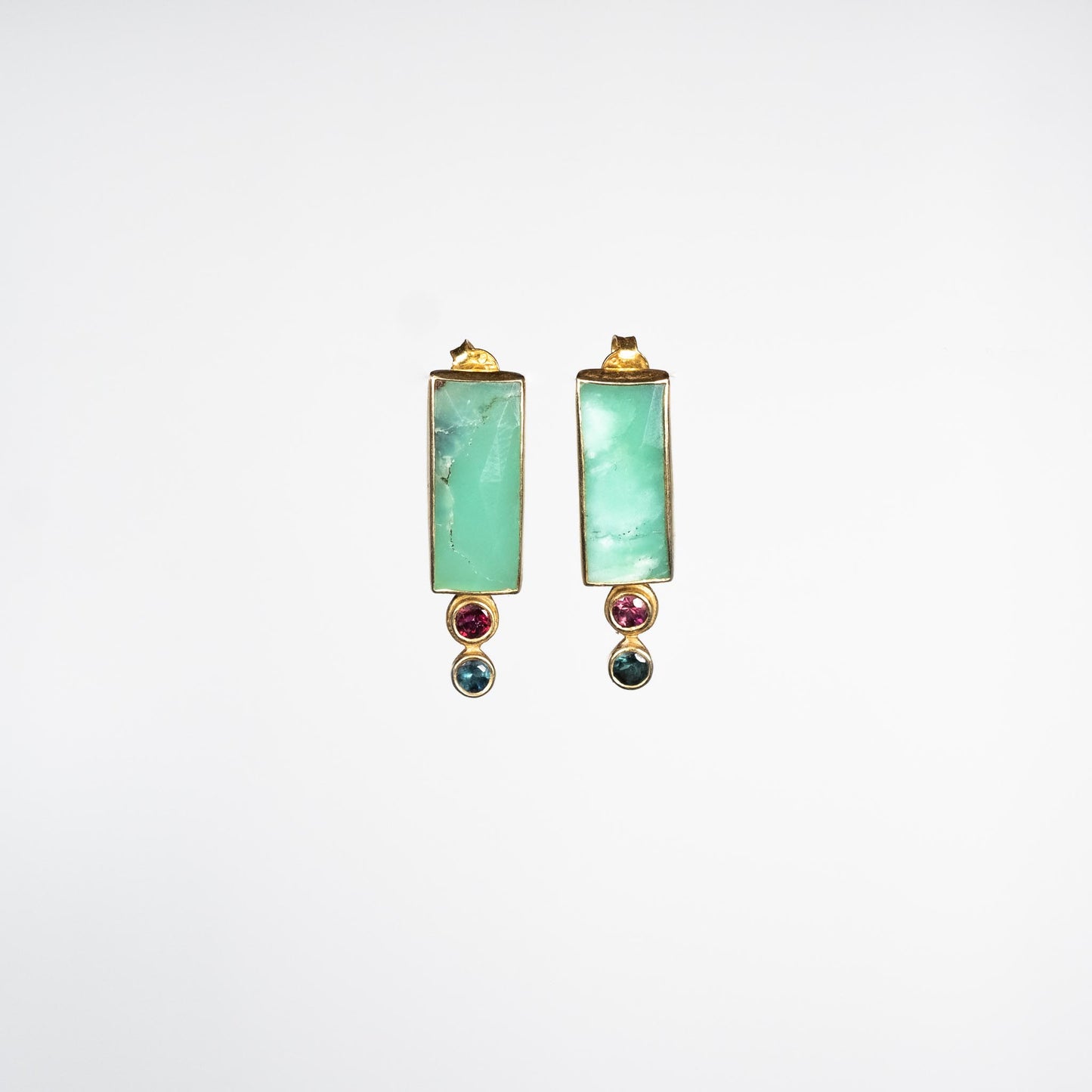 boucles d'oreilles or vermeil pierre semi précieuse chrysoprase tourmaline bijoux femme joaillerie bijouterie paris créateurs