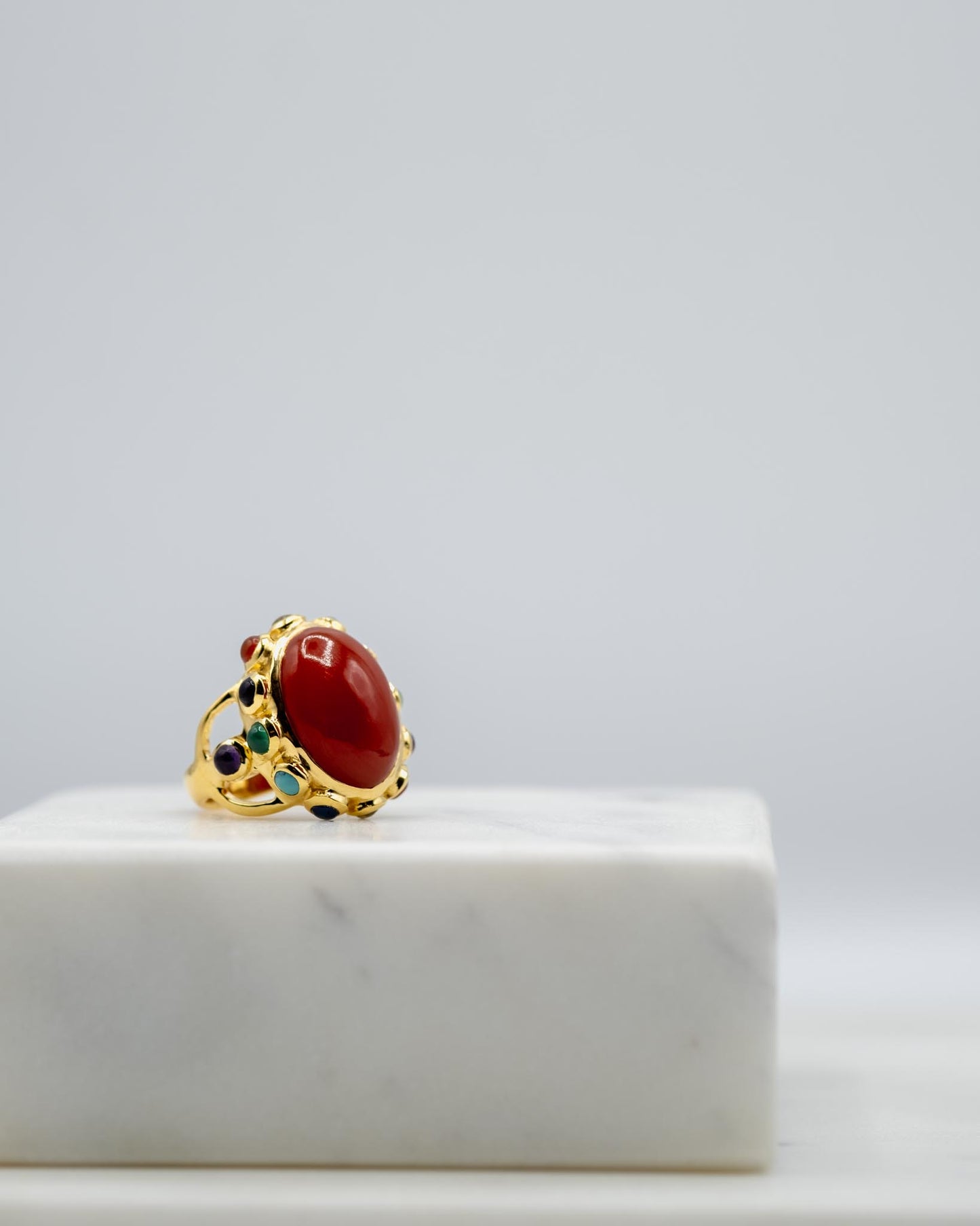 bague or vermeil pierre semi précieuse cornaline bijoux femme joaillerie bijouterie paris créateur