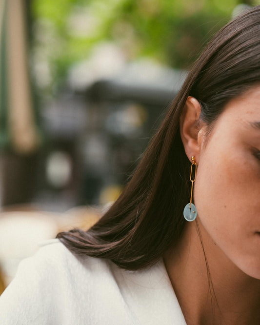 boucles d'oreilles or vermeil pierre semi précieuse calcédoine tourmaline bijoux femme joaillerie bijouterie paris créateurs