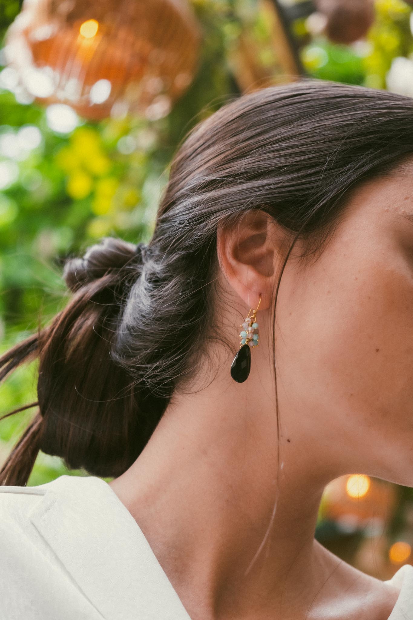 boucles d'oreilles or vermeil dormeuse pierre semi précieuse onyx noir joaillerie création bijouterie paris bijoux femme