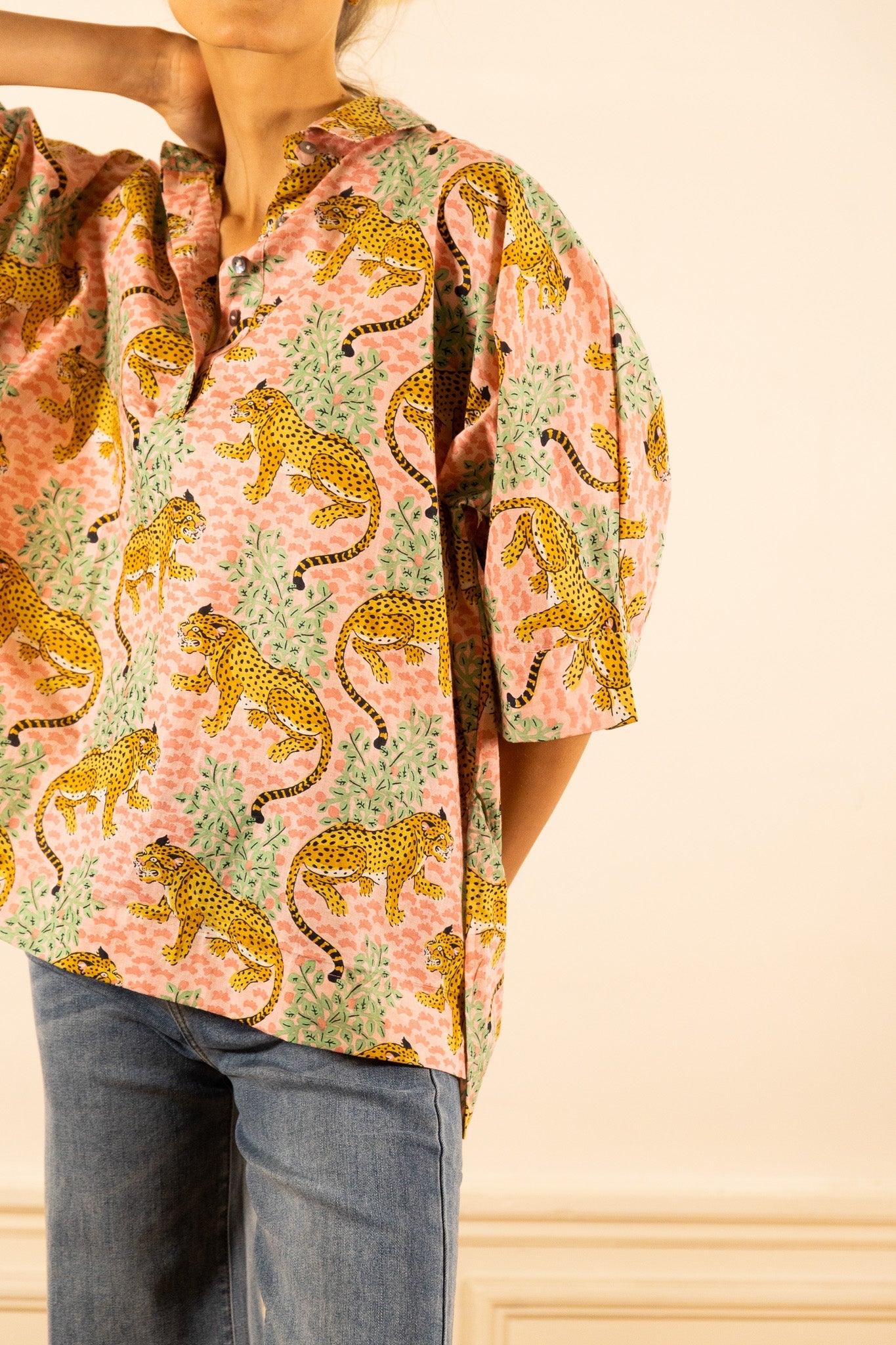 BLOUSE NOLA LEOPARD ROSE