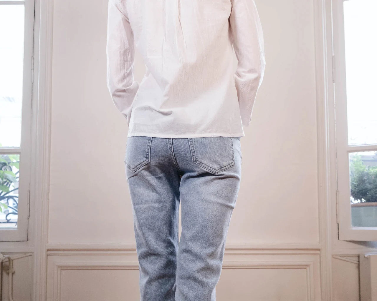 pantalon droit femme jean délavé création paris pret-à-porter vêtements femme