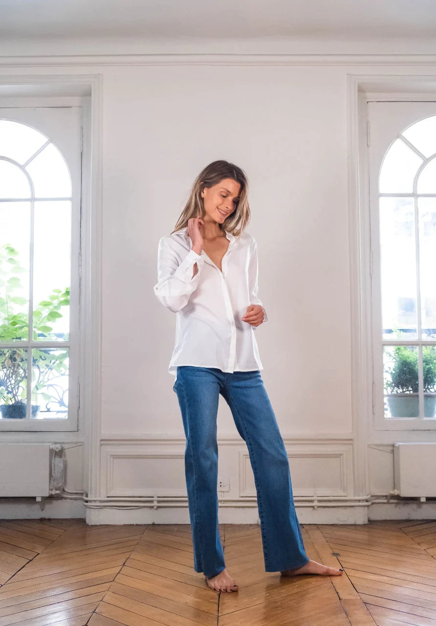 chemise blanche femme bouton nacré création paris pret-à-porter mode
