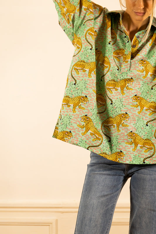 NOLA TIGER GREEN BLOUSE