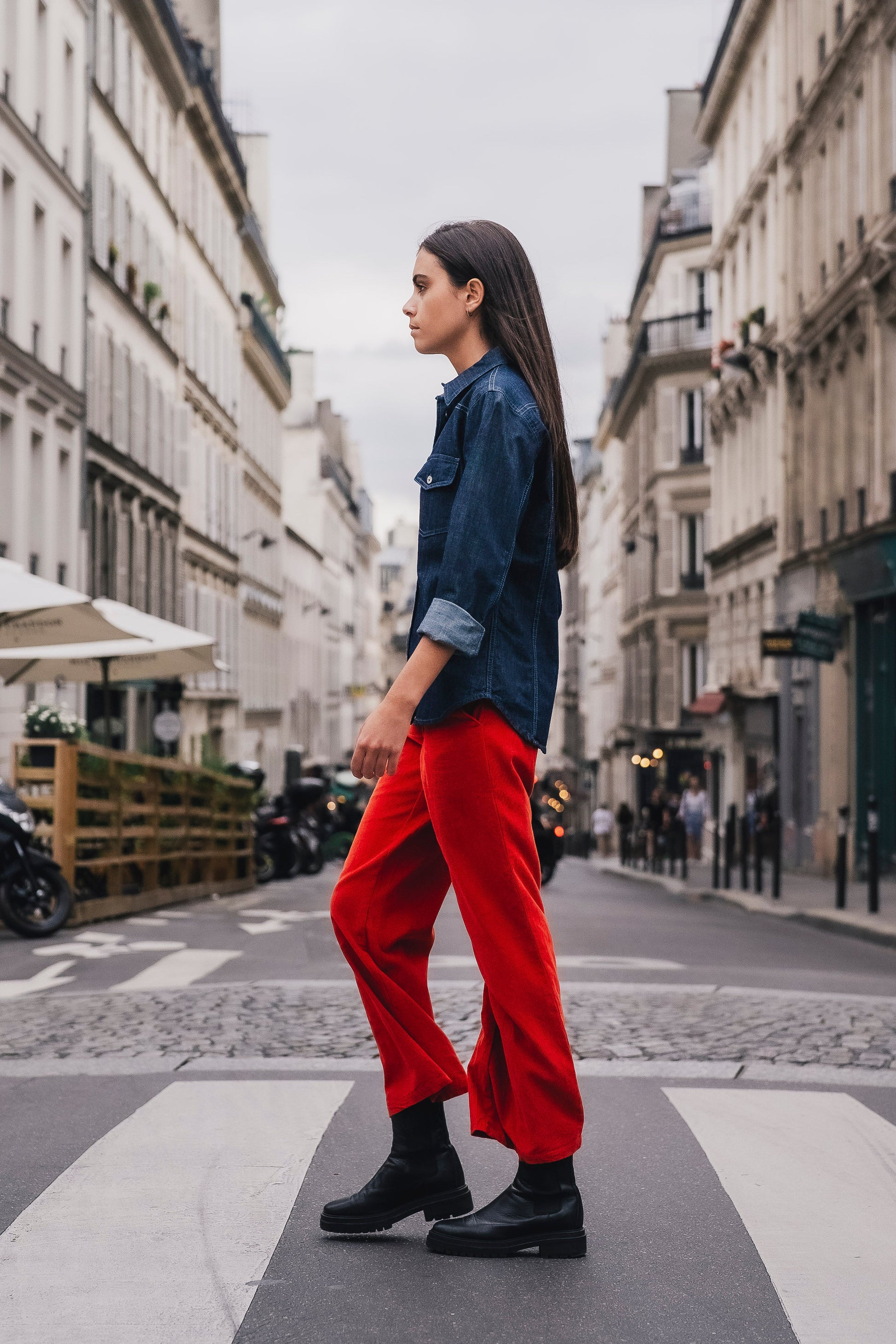 chemise jean femme denim brut création paris pret-à-porter