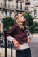 LAURA BURGUNDY AND PINK SWEATER