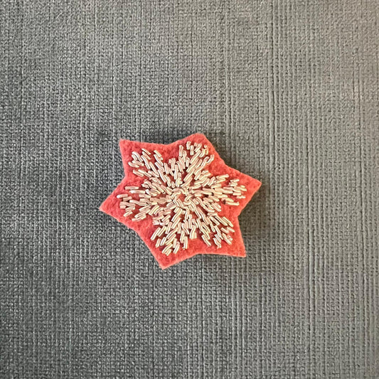 Brooch - Pink and white snowflake