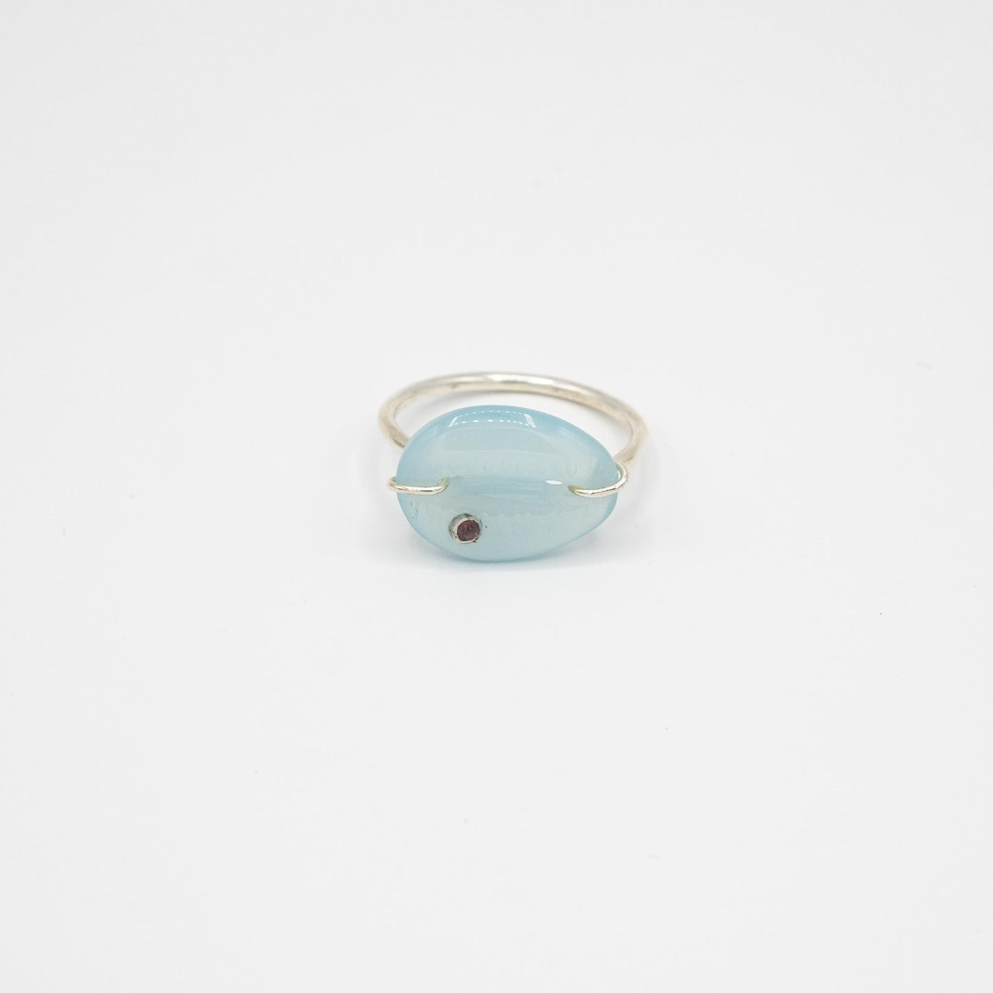 bague argent coquillage pierre semi précieuse calcédoine bleu  bijoux femme joaillerie bijouterie paris créateurs