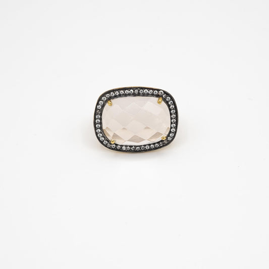 bague or vermeil pierre semi précieuse quartz rose zirconias bijoux femme joaillerie bijouterie paris créateurs