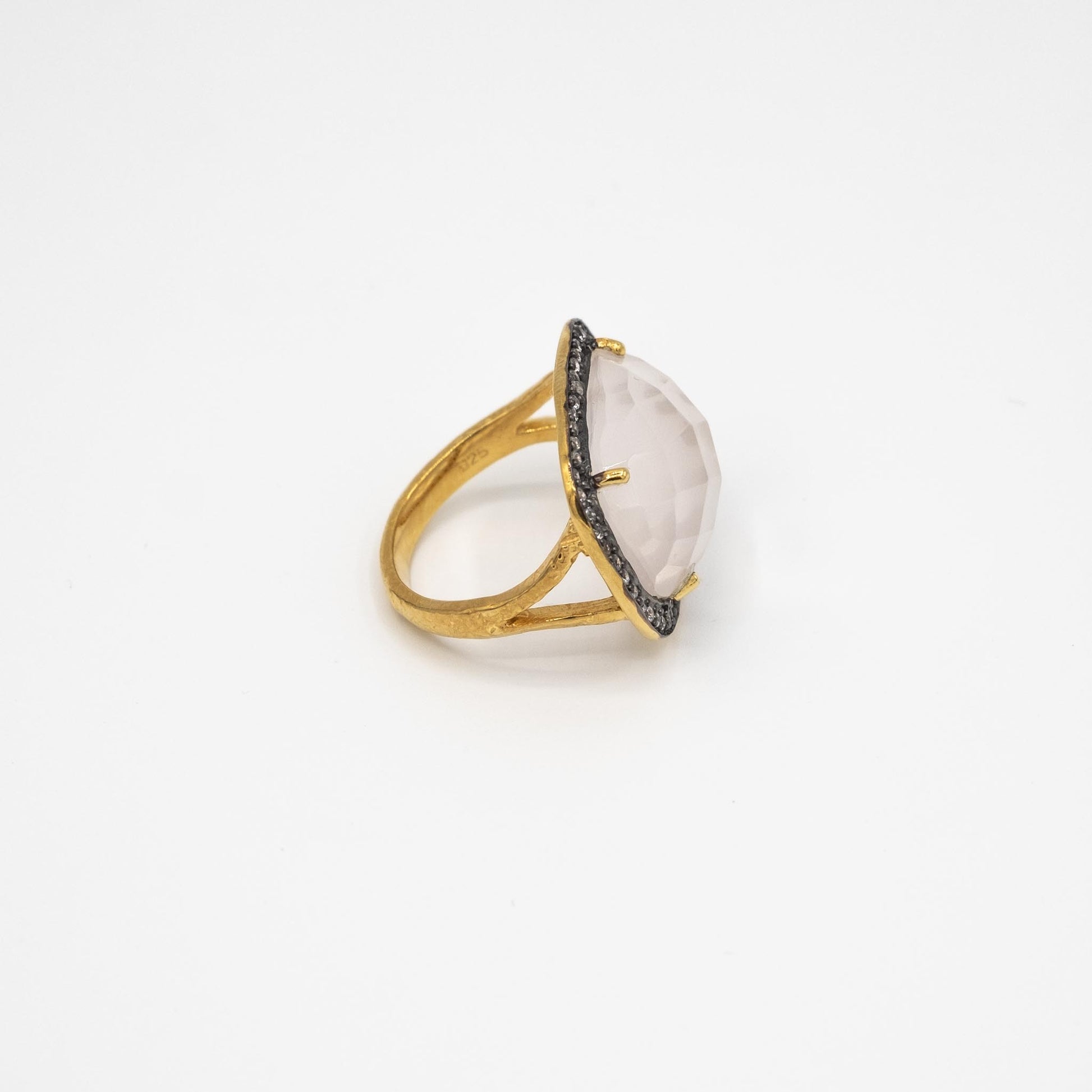bague or vermeil pierre semi précieuse quartz rose zirconias bijoux femme joaillerie bijouterie paris créateurs