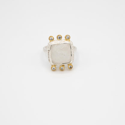 bague or vermeil pierre semi précieuse pierre de lune zirconias bijoux femme joaillerie bijouterie paris créateurs