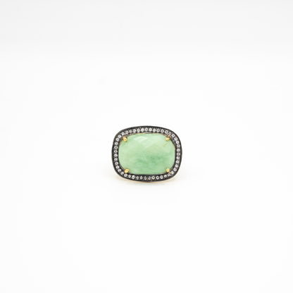 bague or vermeil pierre semi précieuse chrysoprase zirconias bijoux femme joaillerie bijouterie paris créateurs