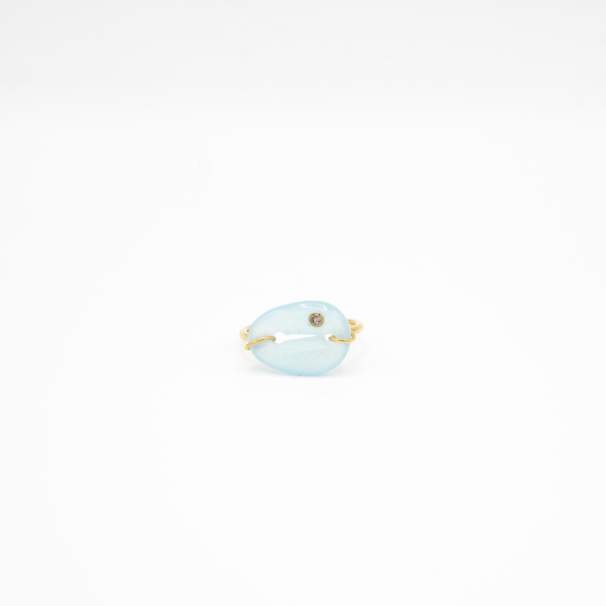 bague vermeil coquillage pierre semi précieuse calcédoine bleu  bijoux femme joaillerie bijouterie paris créateurs