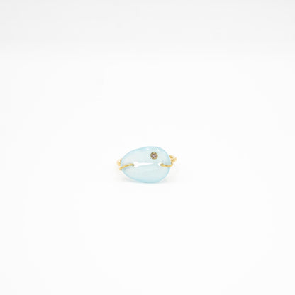bague vermeil coquillage pierre semi précieuse calcédoine bleu  bijoux femme joaillerie bijouterie paris créateurs
