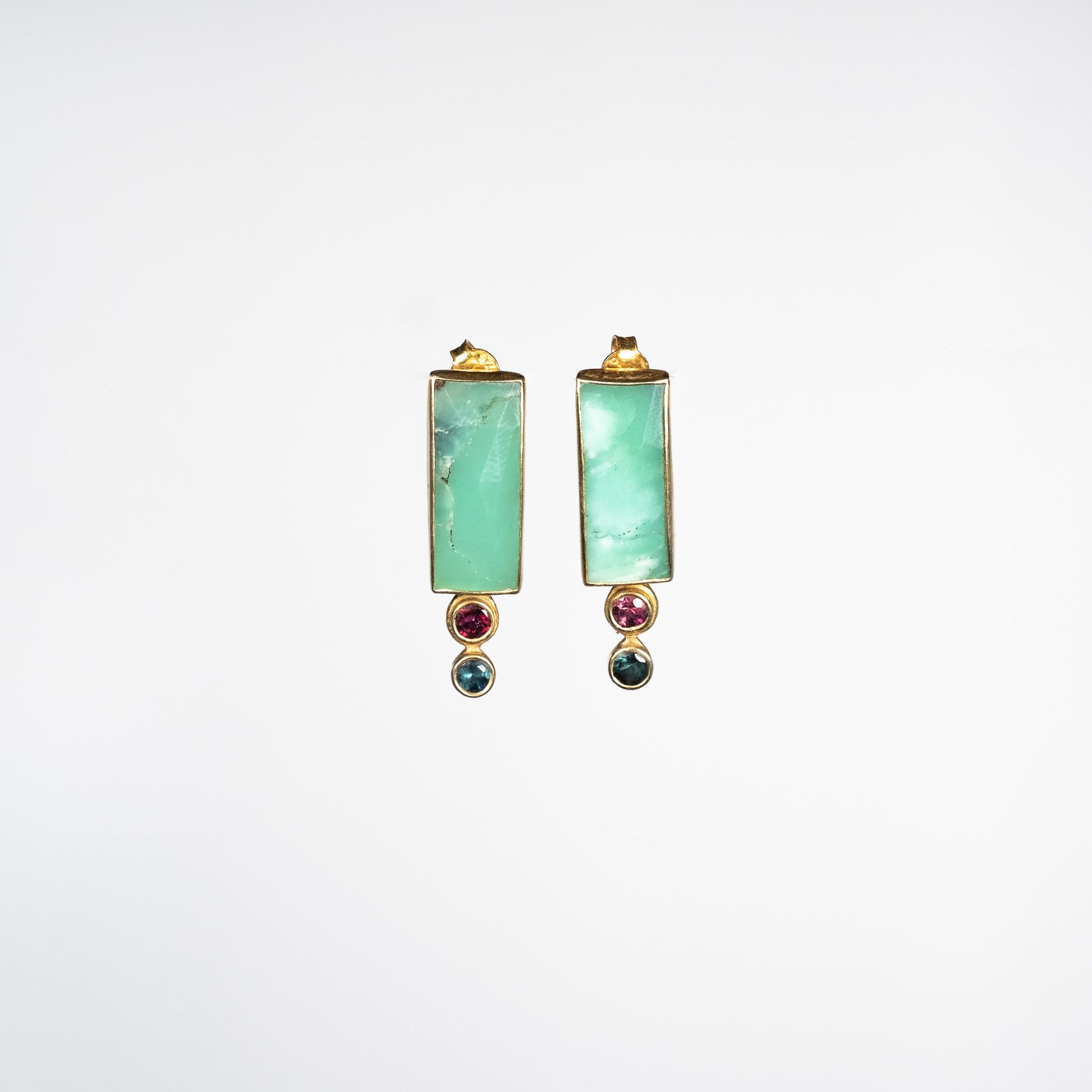 boucles d'oreilles or vermeil pierre semi précieuse chrysoprase tourmaline bijoux femme joaillerie bijouterie paris créateurs