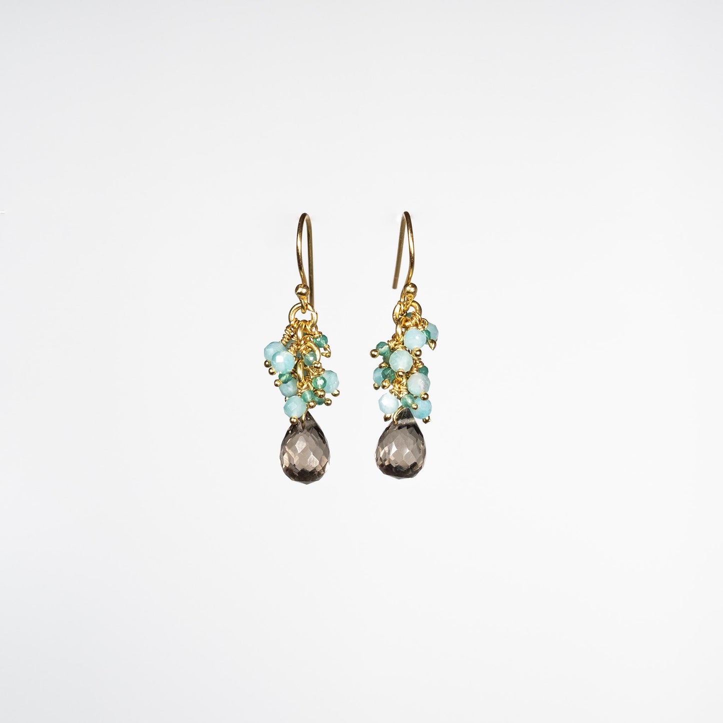 boucles d'oreilles or vermeil dormeuse pierre semi précieuse quartz calcédoine joaillerie création bijouterie paris bijoux femme