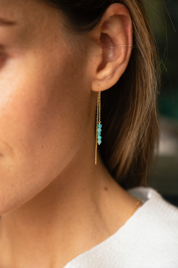 boucles d'oreilles or vermeil pierre semi précieuse opale bleue bijoux femme joaillerie bijouterie paris créateurs