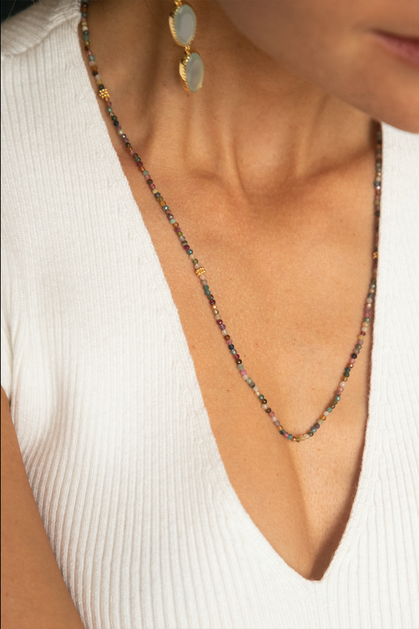 collier or vermeil perles pierre semi précieuse labradorite création joaillerie bijouterie paris bijoux femme