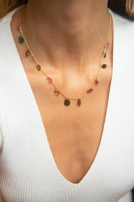 collier or vermeil pierre semi précieuse tourmaline bijoux femme joaillerie bijouterie paris