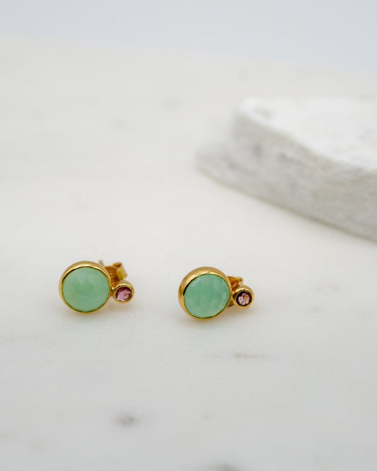 boucles d'oreilles or vermeil pierre semi précieuse chrysoprase tourmaline bijoux femme joaillerie bijouterie paris créateurs