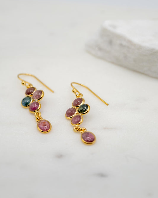 boucles d'oreilles or vermeil dormeuse pierre semi précieuse tourmaline joaillerie création bijouterie paris bijoux femme