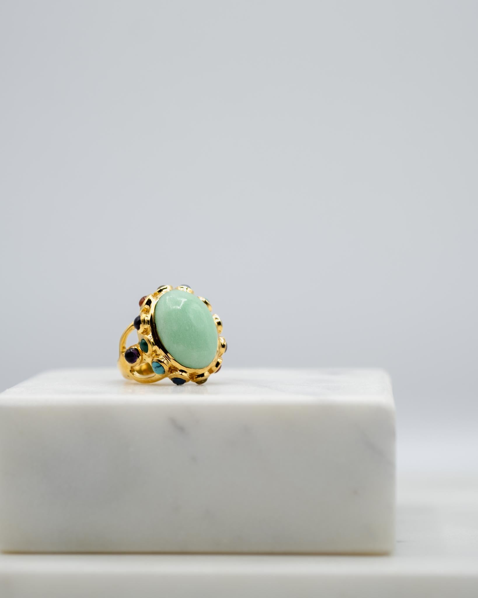 bague vermeil coquillage pierre semi précieuse chrysoprase verte bijoux femme joaillerie bijouterie paris créateurs
