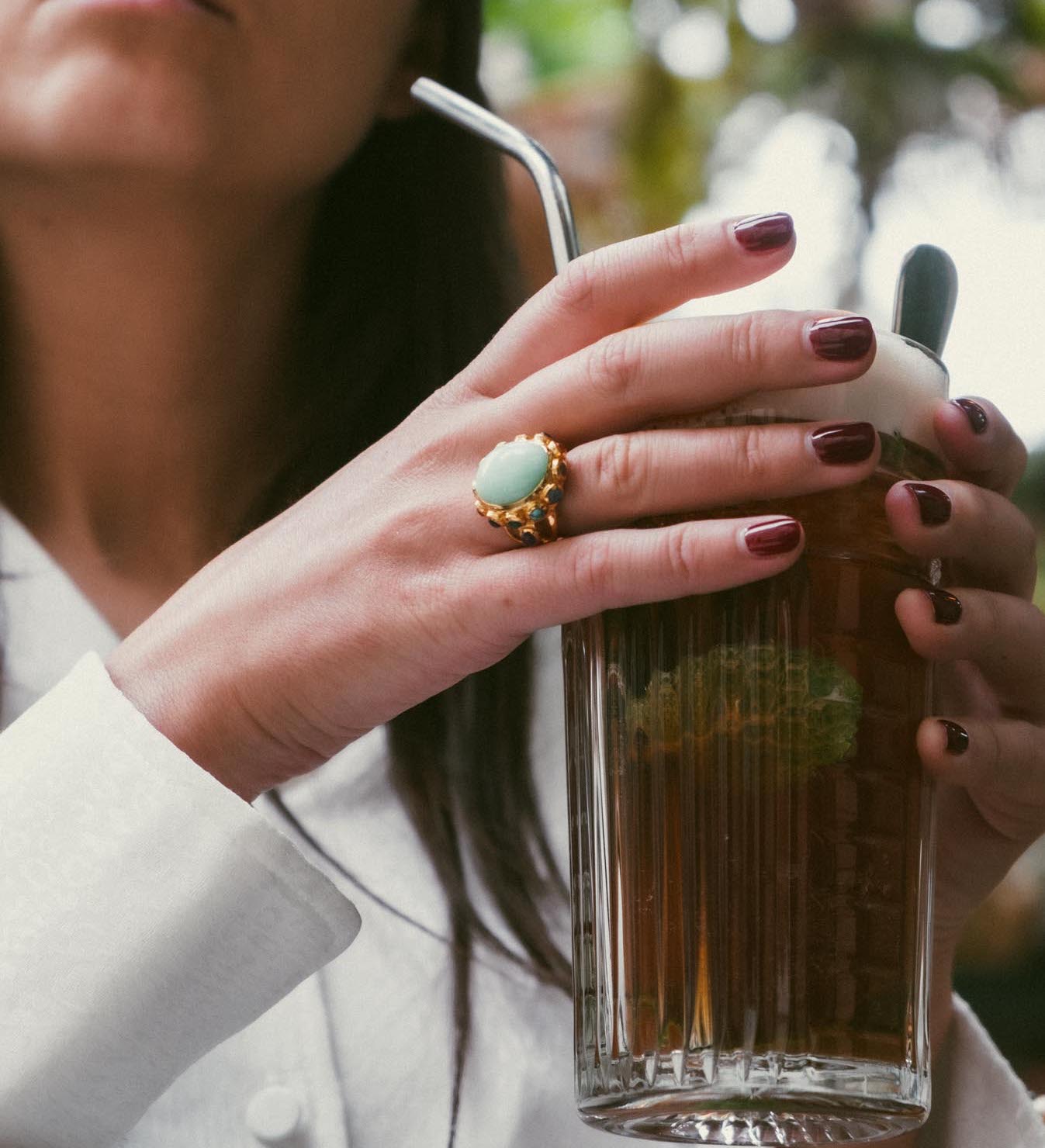 bague vermeil coquillage pierre semi précieuse chrysoprase verte bijoux femme joaillerie bijouterie paris créateurs