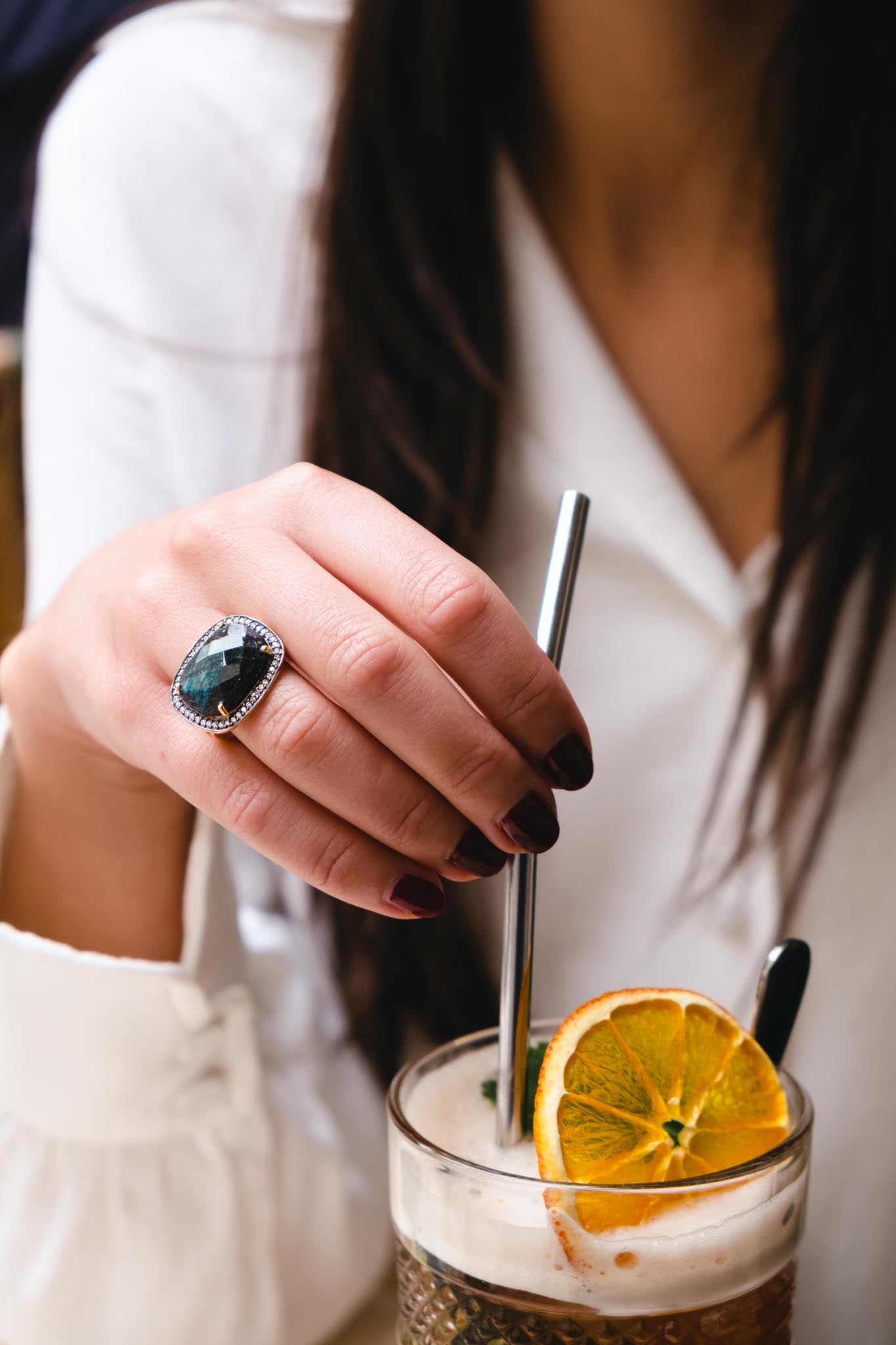 bague or vermeil pierre semi précieuse labradorite zirconias bijoux femme joaillerie bijouterie paris créateurs