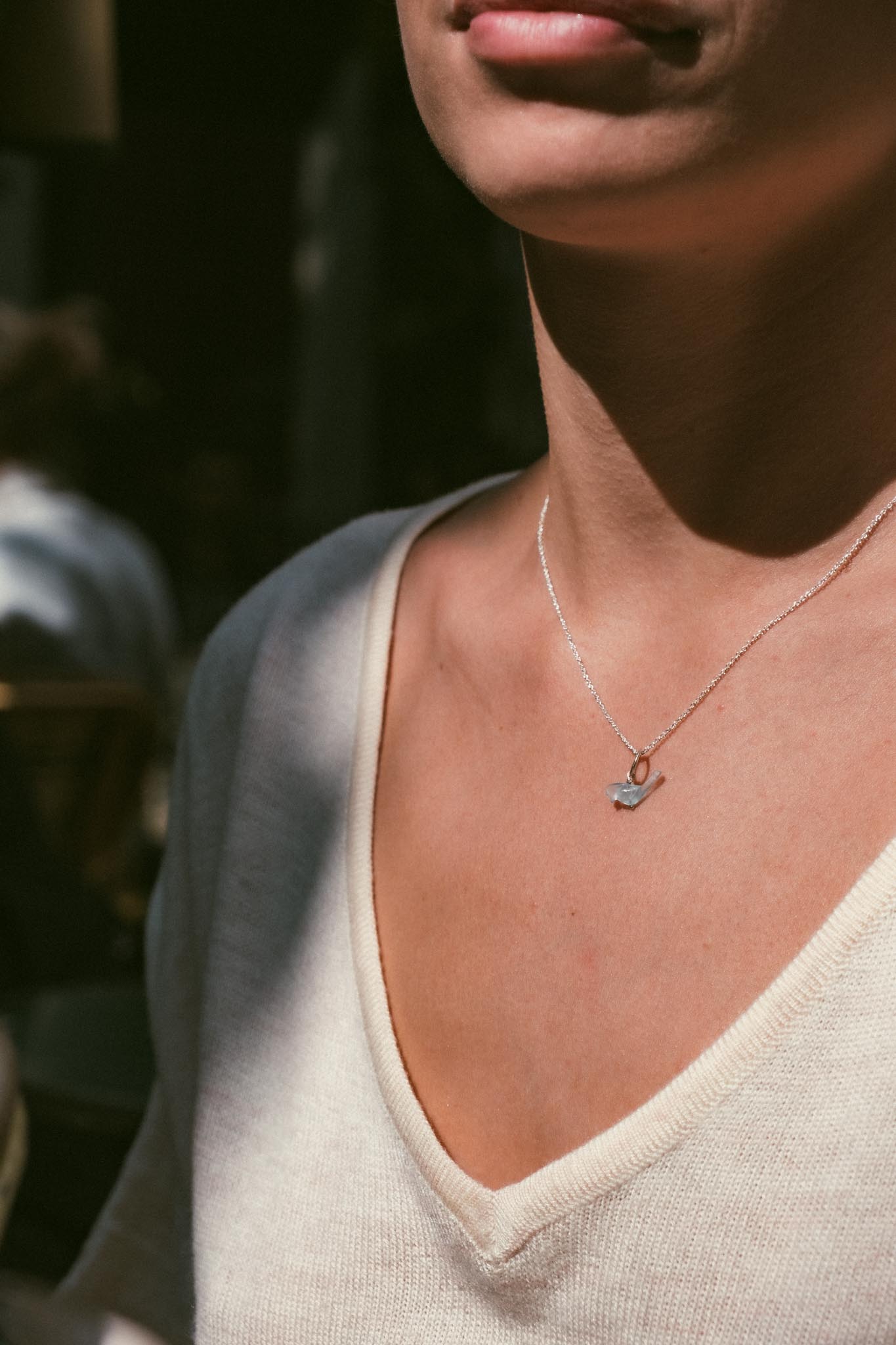 collier argent pierre semi précieuse calcédoine joaillerie création bijouterie paris bijoux femme
