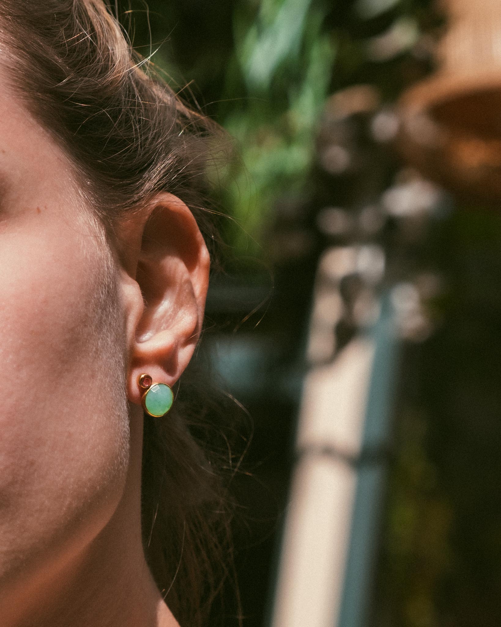boucles d'oreilles or vermeil pierre semi précieuse chrysoprase tourmaline bijoux femme joaillerie bijouterie paris créateurs