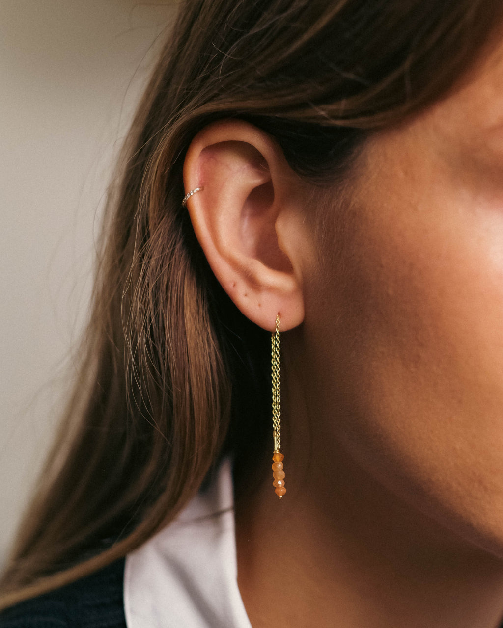 boucles d'oreilles or vermeil pierre semi précieuse cornaline bijoux femme joaillerie bijouterie paris créateurs