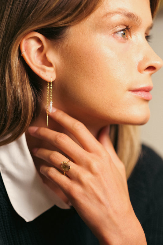 boucles d'oreilles or vermeil pierre semi précieuse pierre de lune bijoux femme joaillerie bijouterie paris créateurs