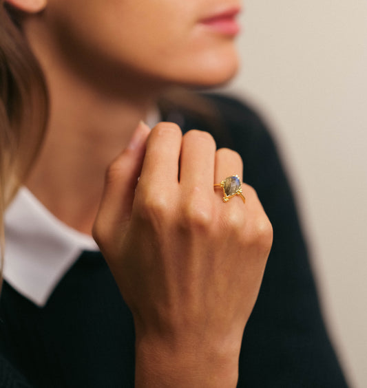 bague or vermeil pierre semi précieuse labradorite bijoux femme joaillerie bijouterie paris créateurs